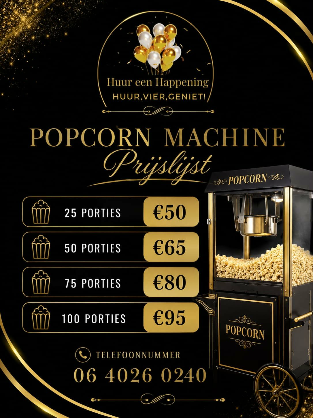 Te huur popcornmachine