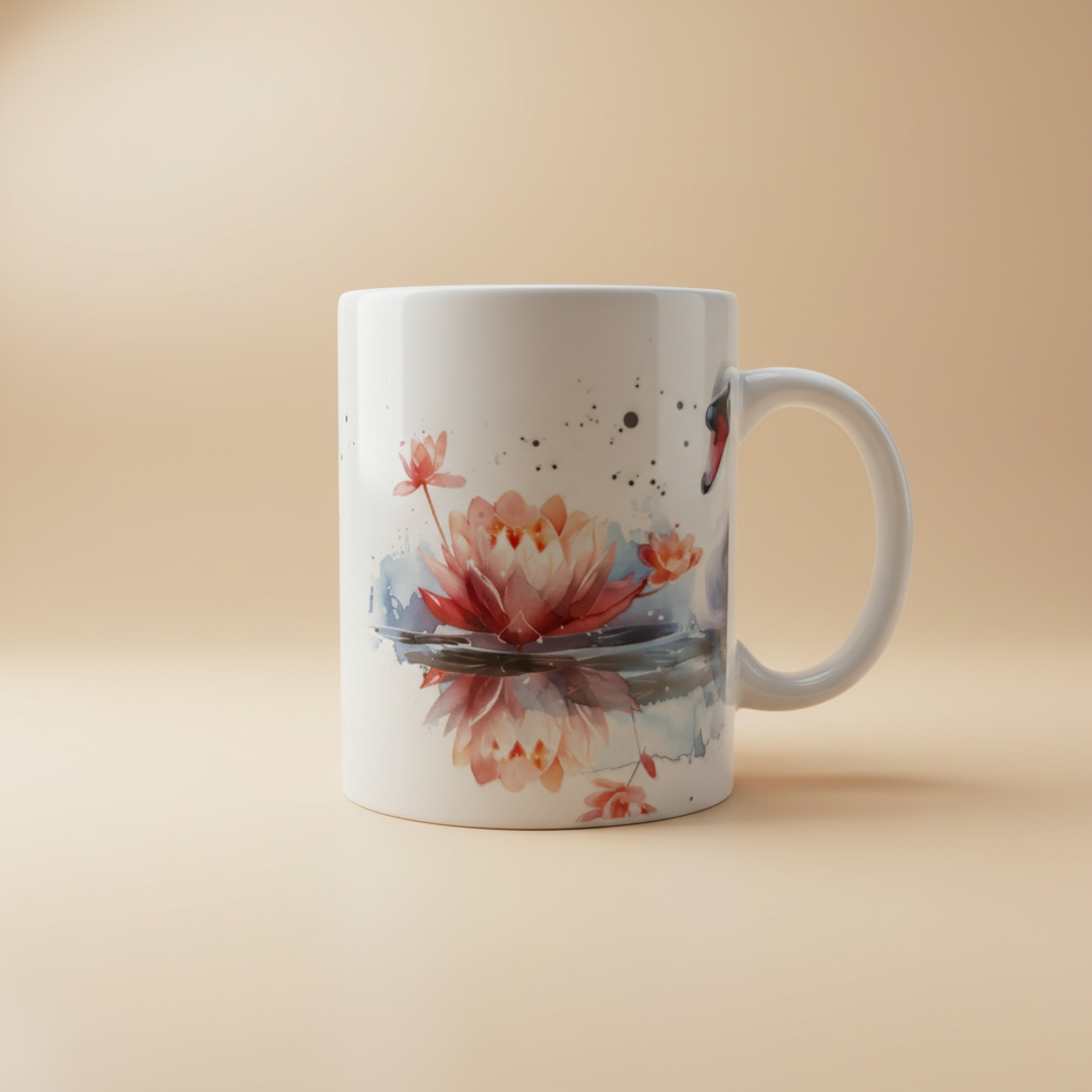 Lotusbloem mok met warme achtergrond