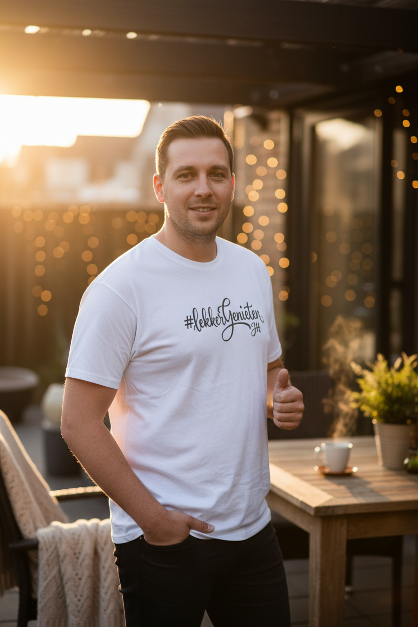 T-shirt Jesse Hoere - Lekker Genieten warme achtergrond