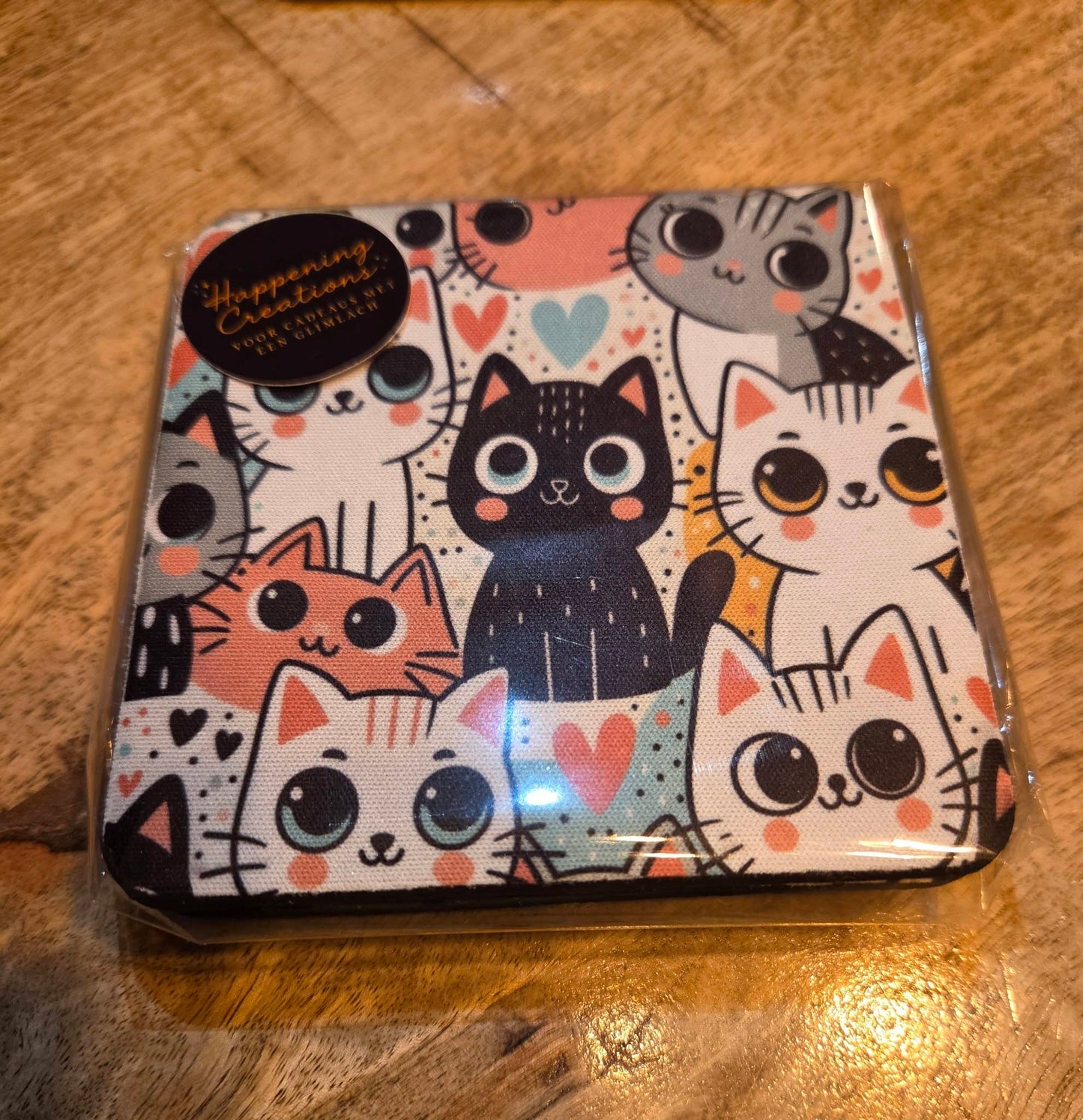 Katten Onderzetters – Set van 4 Bedrukte Rubberen Onderzetters