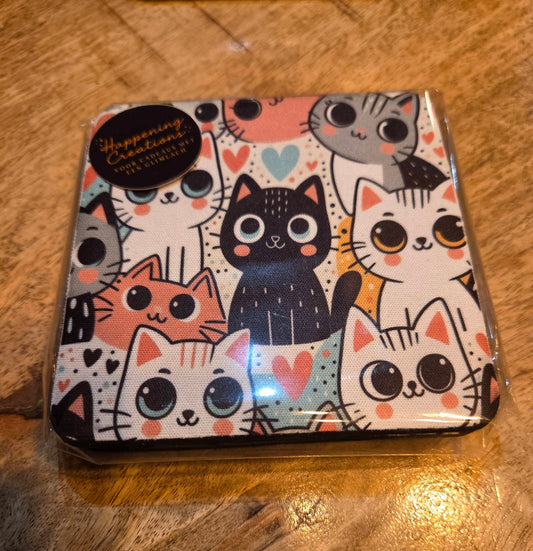 Katten Onderzetters – Set van 4 Bedrukte Rubberen Onderzetters
