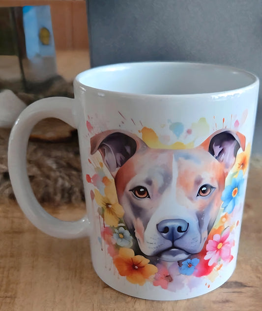 Pitbull aquarel - mok 11oz