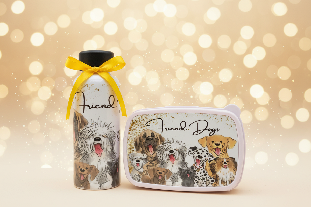 Friend Dogs Broodtrommel Set met Drinkfles