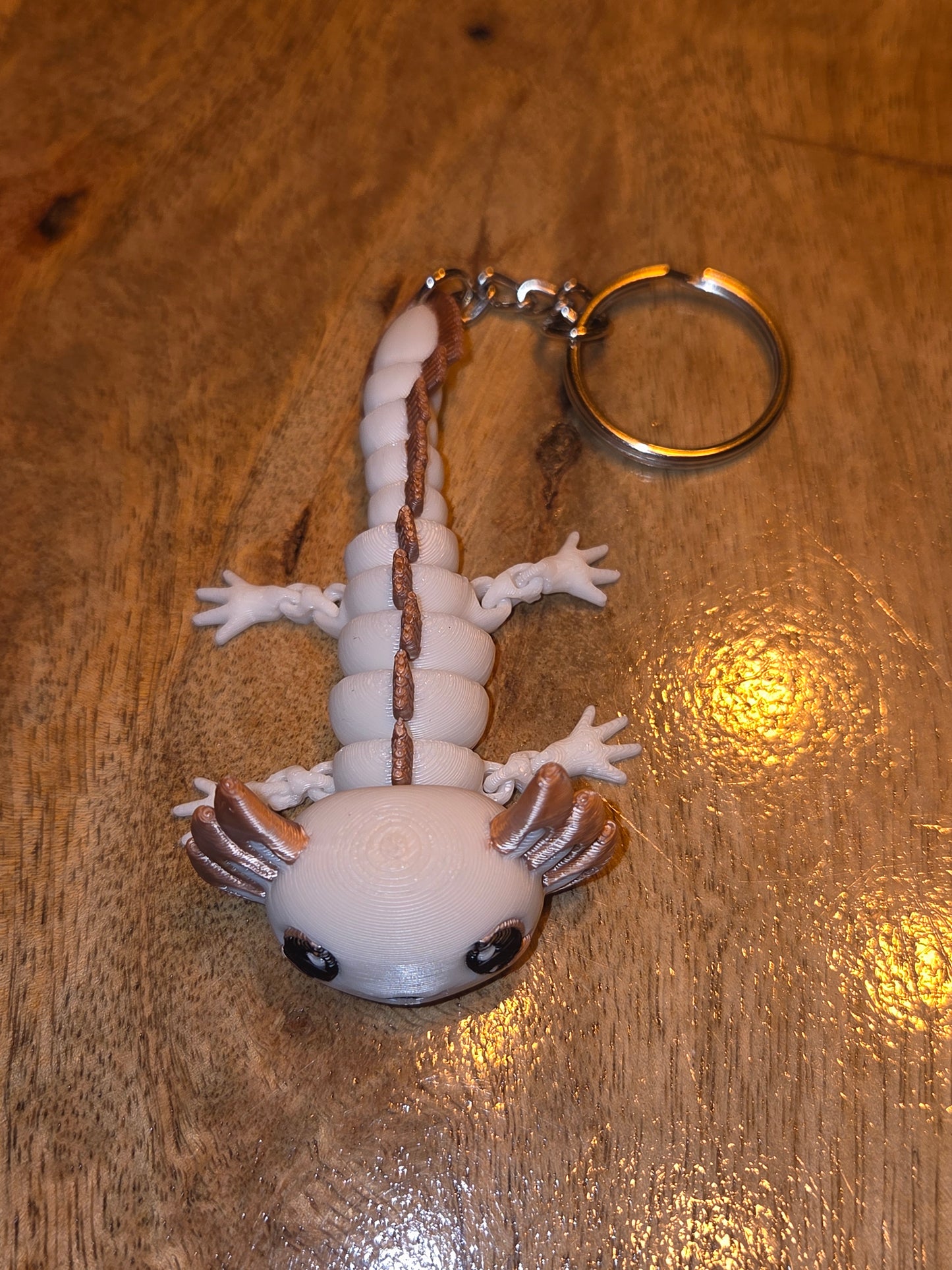 Schattige 3D geprinte axolotl sleutelhanger
