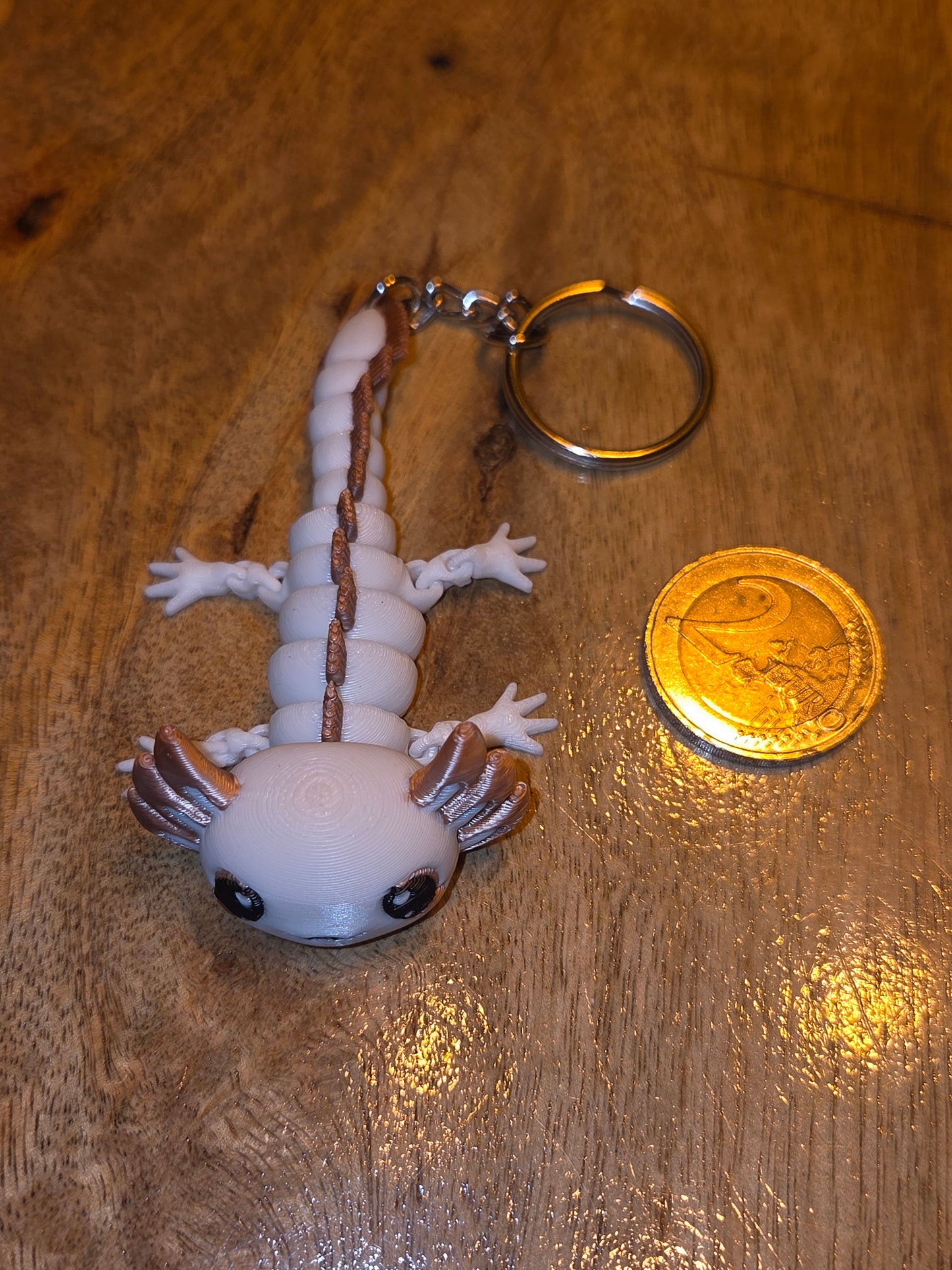 Schattige 3D geprinte axolotl sleutelhanger