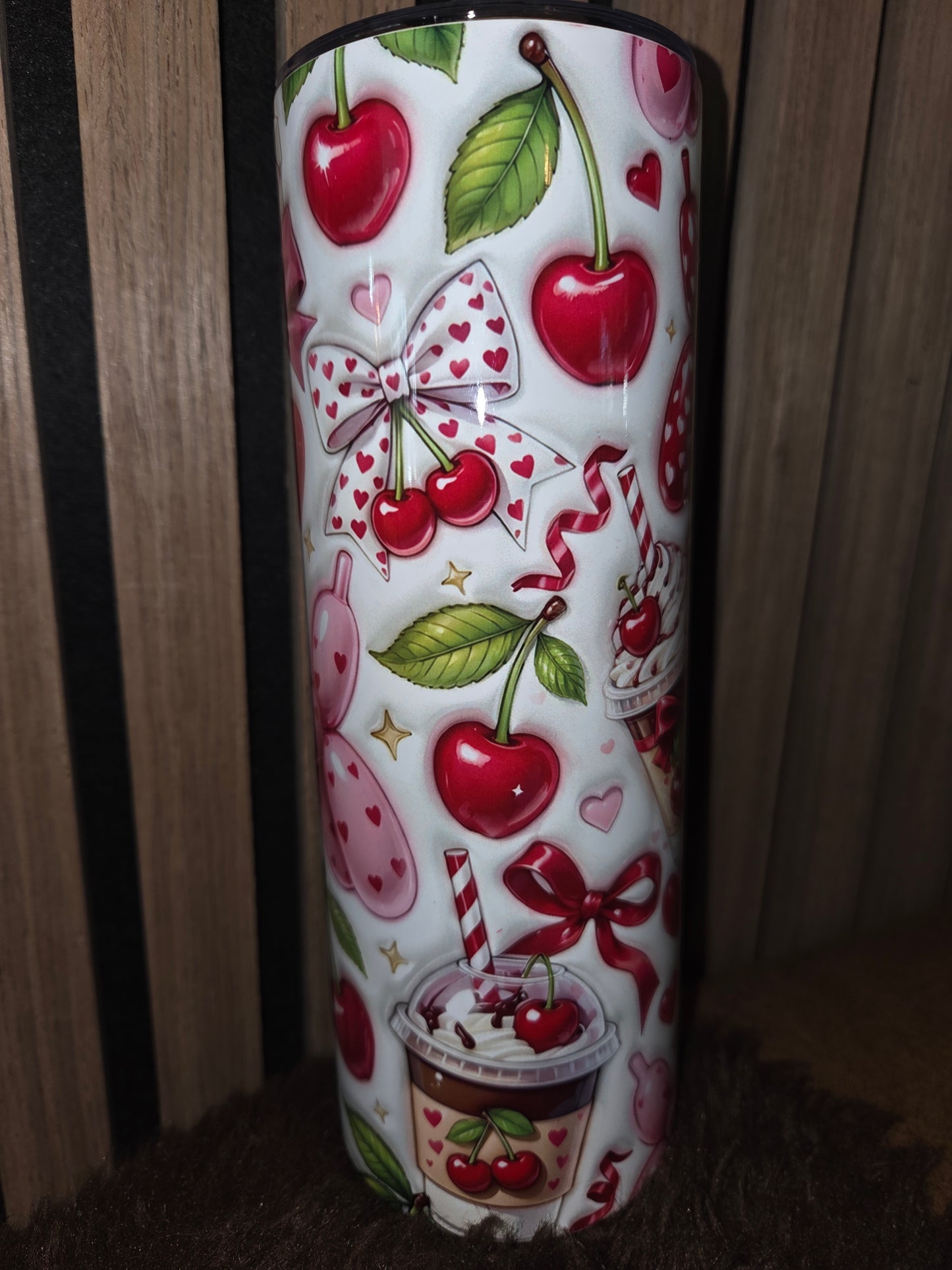 Ballonhondje met kersen tumbler 20oz – Met RVS Rietje