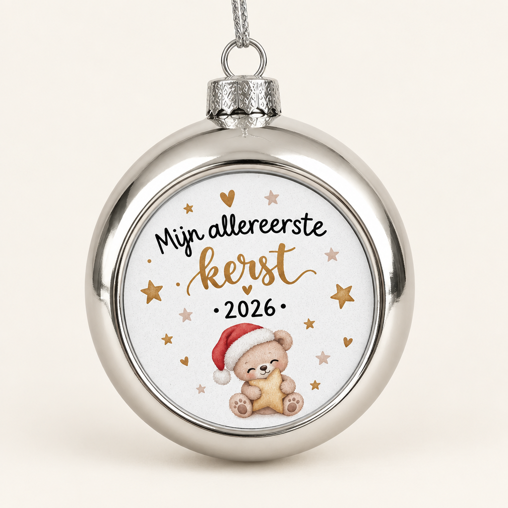 Zilveren kerstbal Mijn allereerste kerst 2026